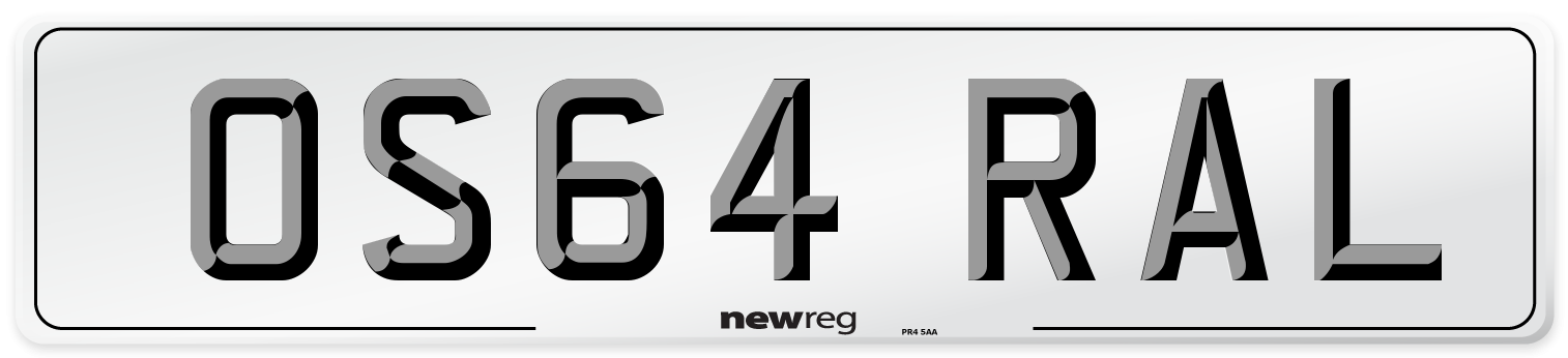 OS64 RAL Number Plate from New Reg